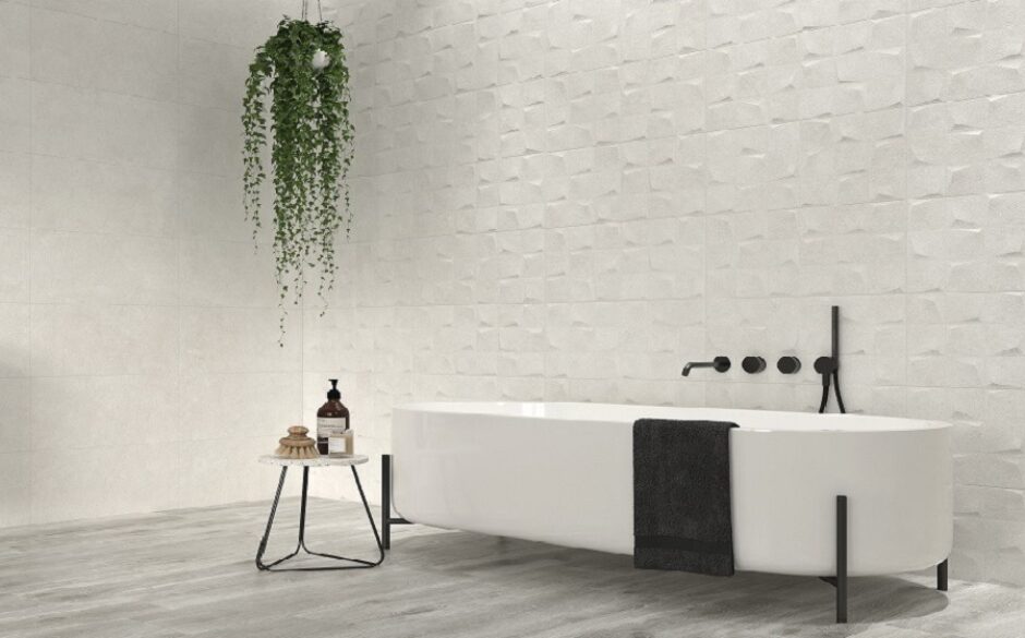 White Bathroom Tile Ideas - Baku White Bathroom Tiles