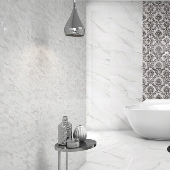 Plain White And Decorative Tiles, Decorative Bathroom Tiles