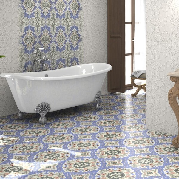 Amman Blue Moroccan Style Tiles, Blue Moroccan Bathroom Tiles