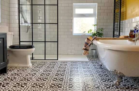 Monochrome Bathroom with Victorian tiles