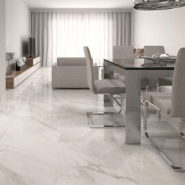 Calacatta White Gloss Floor Tiles &#8211; Beige Vein Design