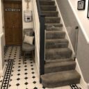 Customer hallway with Regent Victorian style black and white tiles