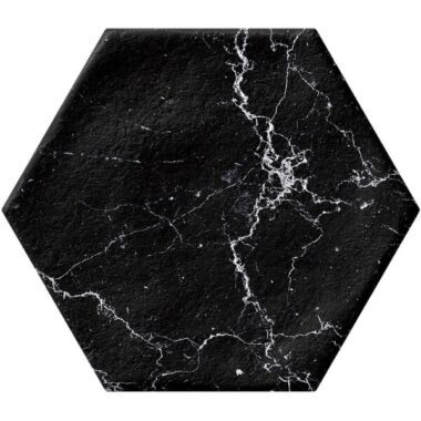 black marble hexagon tiles