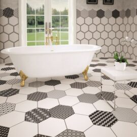 Grazia Hexagon Patterned Black and White Tiles