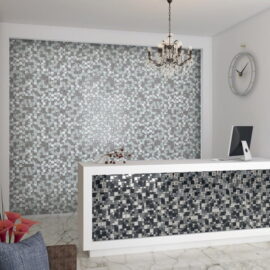 Kaos Forest Mosaic Wall Tiles In Silver & White