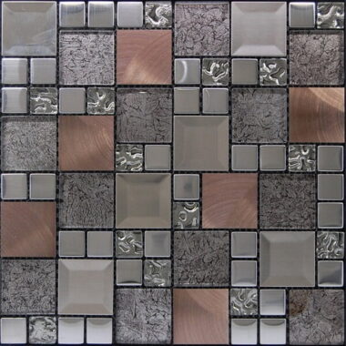 Kaos Mosaic Wall Tiles In Silver & Copper