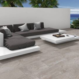 Nistos Grey Anti Slip Floor Tiles (R12) -grey stone effect tiles