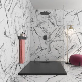 Oikos black and white marble floor tiles