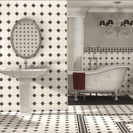Regent Black and White Floor Tiles