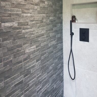 Industrial Chic Bathroom with Roden wall and floor tiles