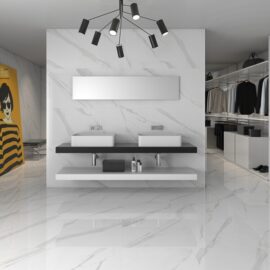 white high gloss floor tiles