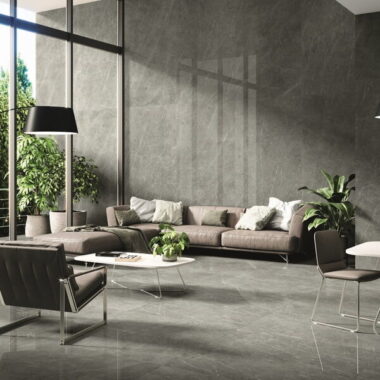 Tessino High Gloss Floor Tiles - Grey Porcelain Rectified Floor Tiles