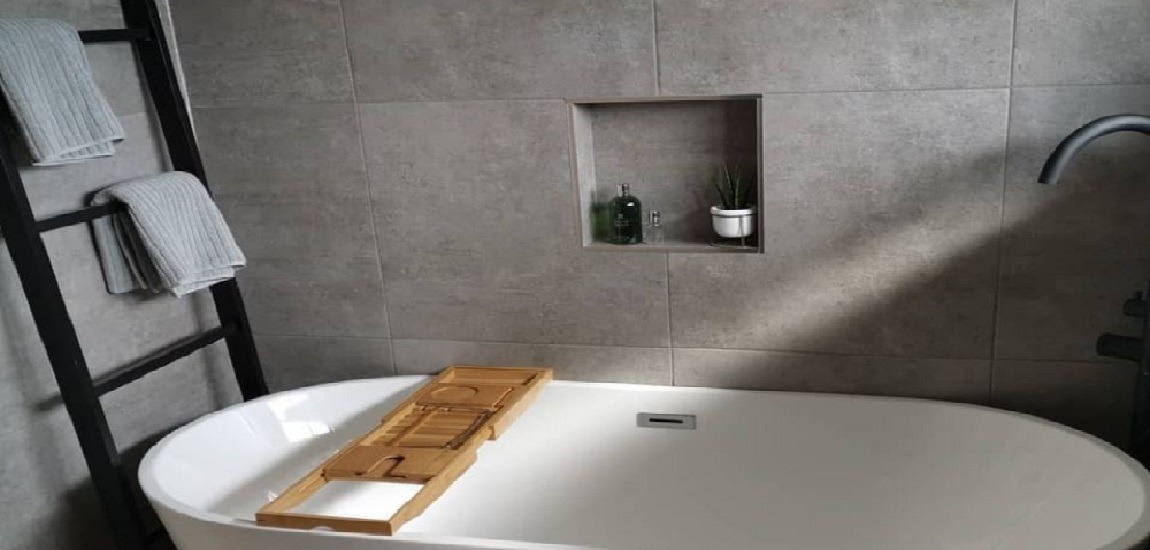 Grey Concrete Effect Bathroom Tiles