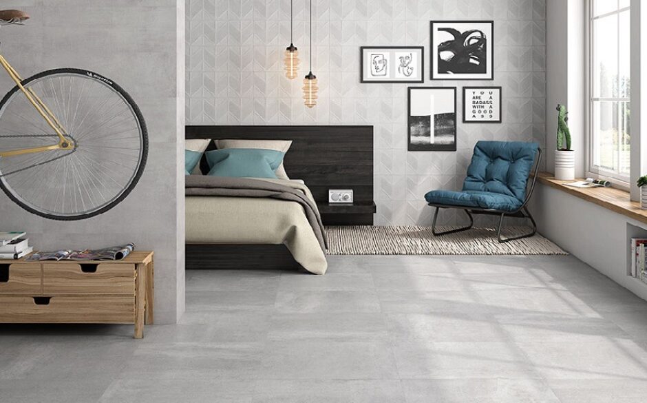 Grey Concrete Effect Bedroom Tiles