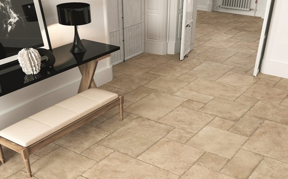 Hallway ideas and inspiration - beige modular floor tiles