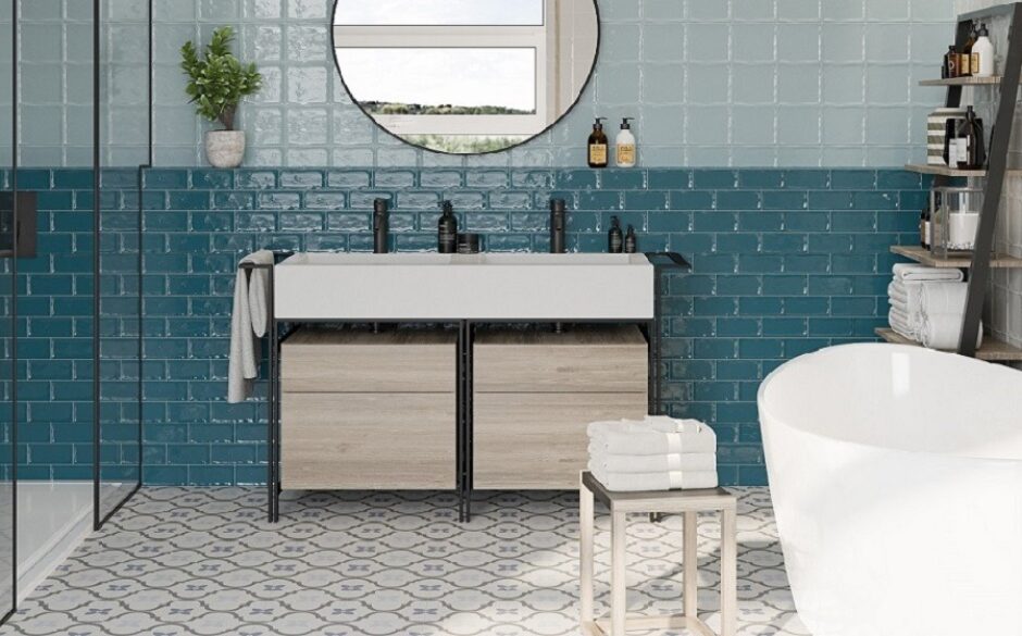 Kitchen and Bathroom Colour Ideas Victorian Bathroom with Turner Teal Metro Tiles