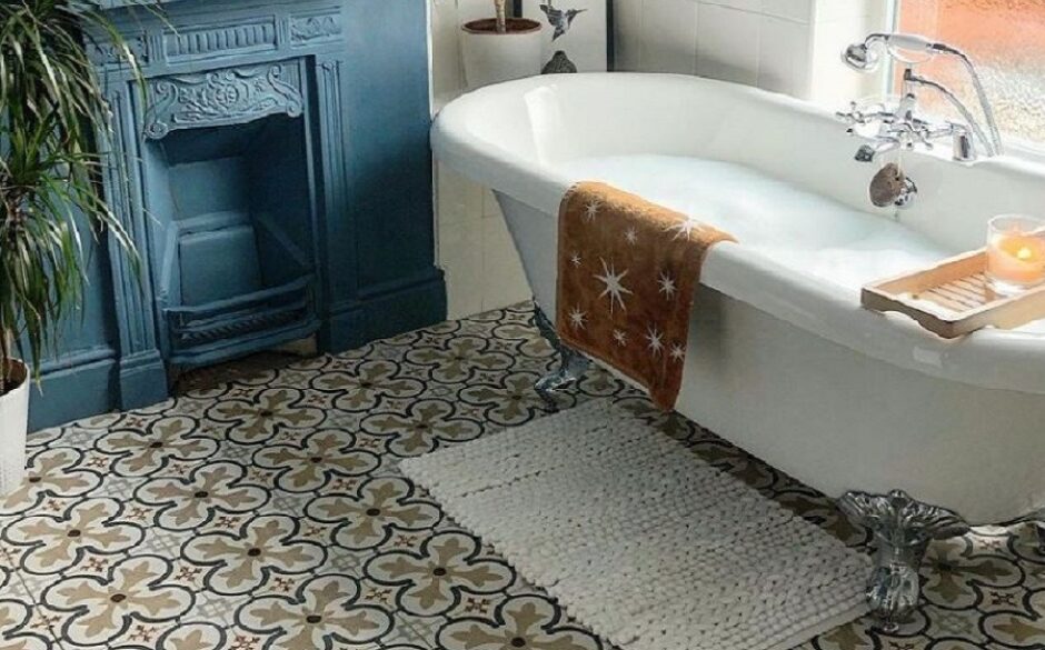 Kitchen and Bathroom Colour Ideas Victorian Bathroom with Boulevard Patterned Tiles