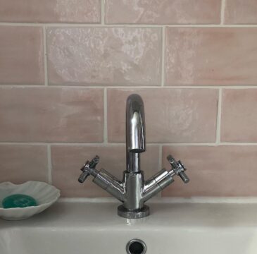 Subtle Pink Customer Bathroom with Gamma Pink Metro Tiles