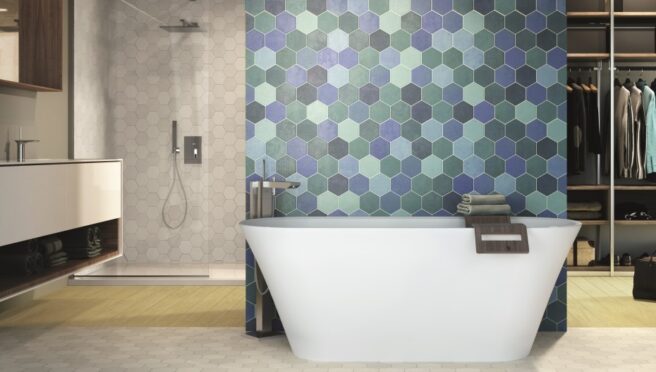 Hex Aquamarine Hexagon Wall Tiles
