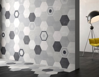 Starkdec Grey Hexagon Pattern Tiles