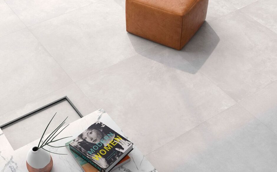Tokio Large Anti Slip Floor Tiles In Light Grey