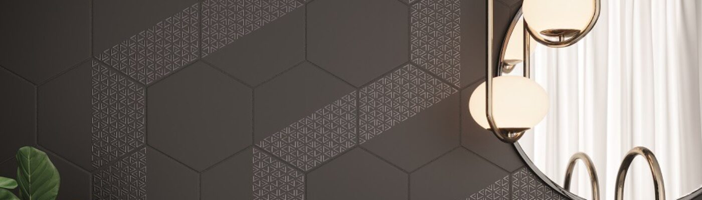 Black Tile Bathroom - Opal Black Hexagon Tiles