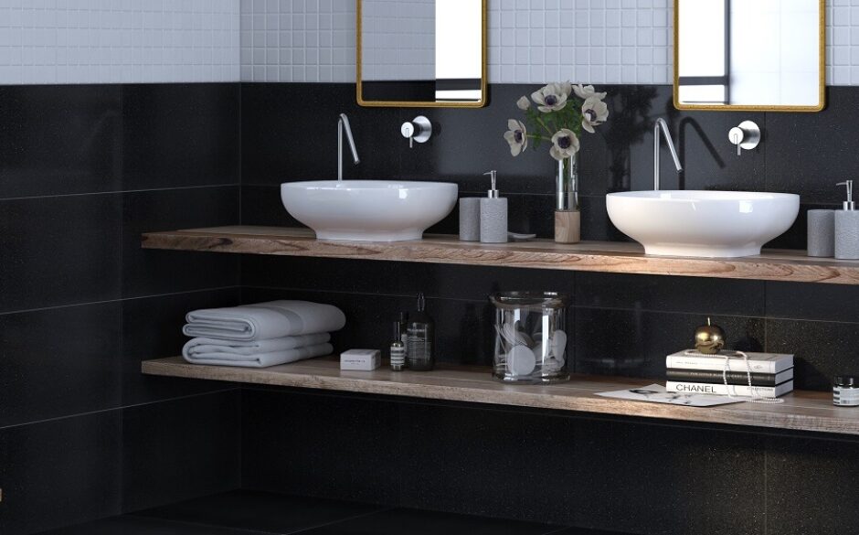 Black Tile Bathroom - Strauss Black Tiles
