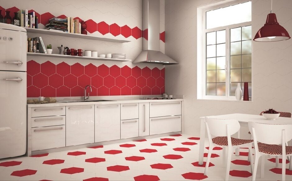 Which Tile Colours to Choose - Opal Hexagon Red