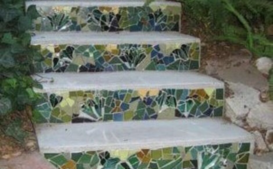 20 ideas for recycling tiles - garden steps