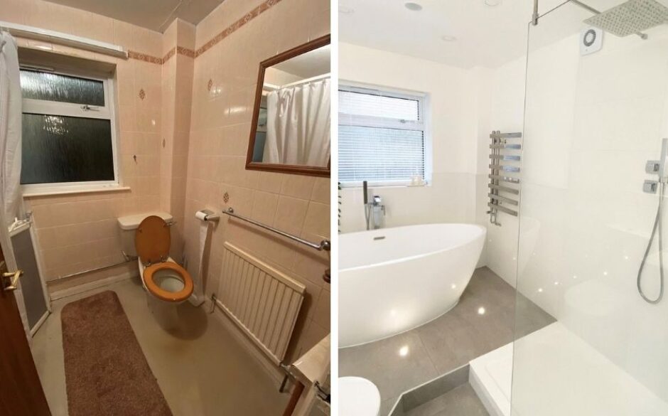 Grey Industrial Tiles - Before and After - Bathroom