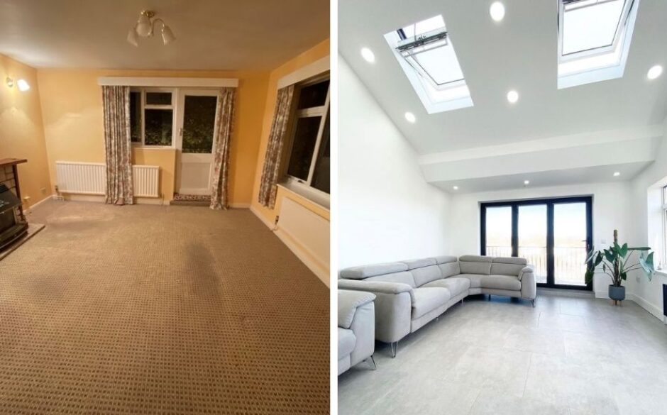 Grey Industrial Tiles - Before and After - Living Room