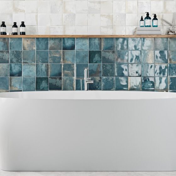 Provence Blue Square Tiles - Square Bathroom Tiles