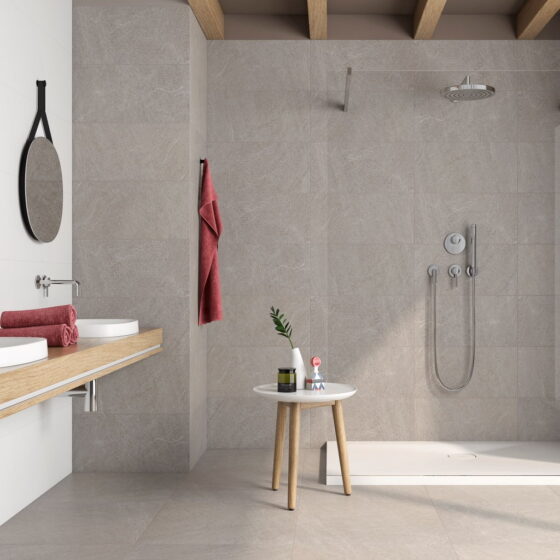 Tabor Pale Grey Tiles - Room Setting
