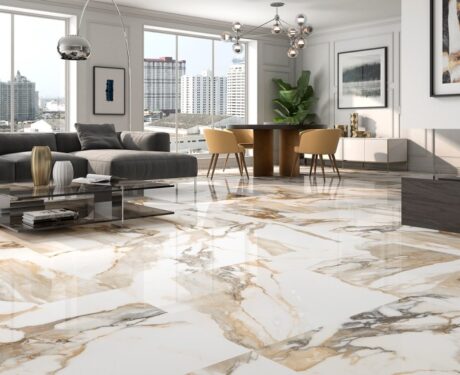 Valeria Gold Marble Effect Floor Tiles