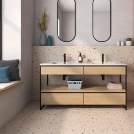 Doria Beige Terrazzo Tiles - Rectified - Room Setting