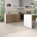 Doria Grey Terrazzo Tiles - Rectified - Room Setting