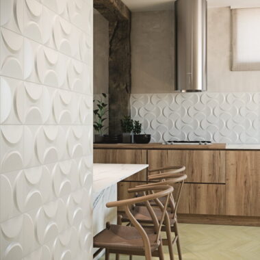Eclipse White Statement Tiles - Room Setting