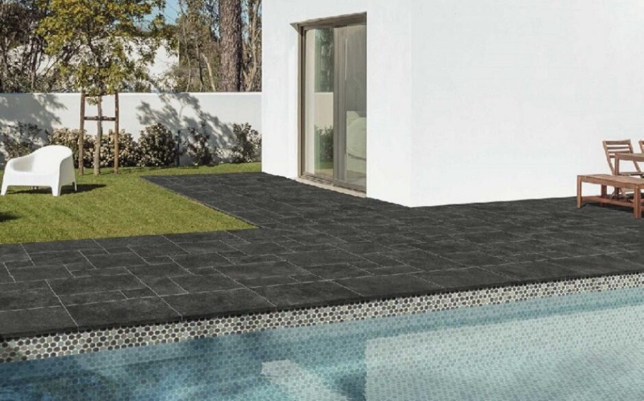 Brittany Black Modular Stone Effect Porcelain Floor Tiles