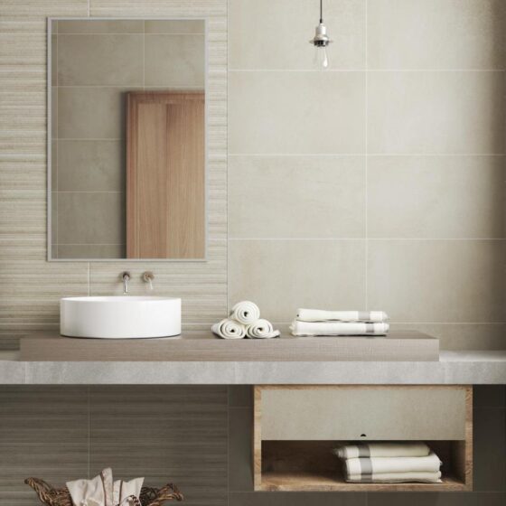 Nitid Cream Bathroom and Kitchen Wall Tiles - Room setting