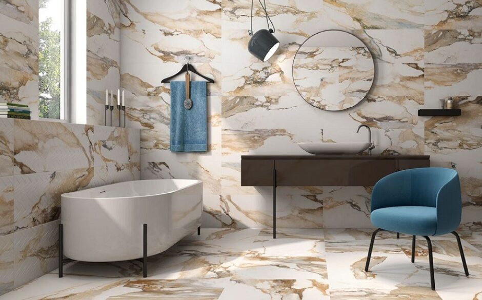 Revan Gold Large Marble Effect Tiles