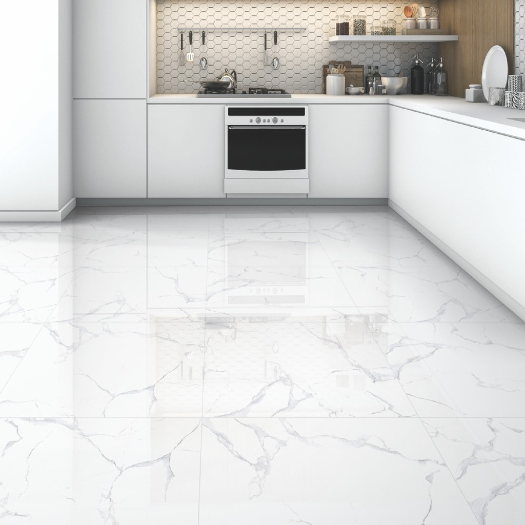 White Marble Gloss Tiles 600x600 - Only £19.94 at Direct Tile Warehouse