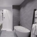 Preseli Dark Grey Gloss Wall Tiles - Room Setting