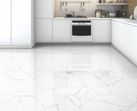 Alpine White Marble Gloss Tiles 600×600 – Rectified, Porcelain