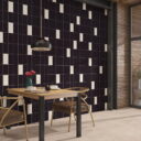 Bevelled Mini Black Ceramic Tiles - Gloss - Room Setting