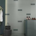 Linear Flat Glossy Grey Tiles - Cool Grey - Room Setting