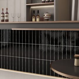 Linear Tiles - Black, Gloss - Room Setting