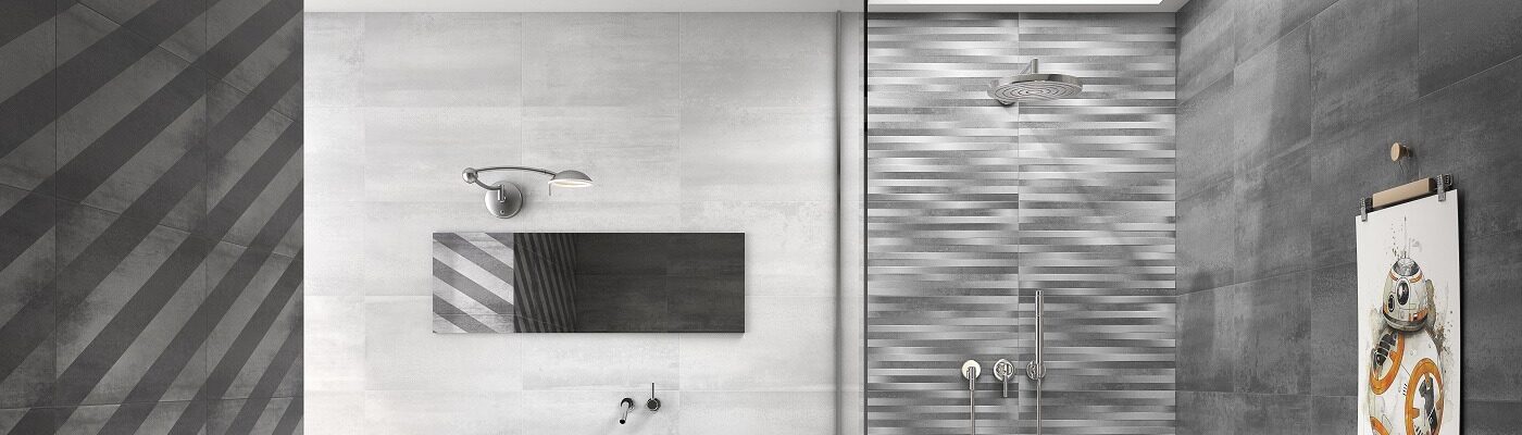 Shower Tile Ideas - Classy bathroom with funky striped tiles