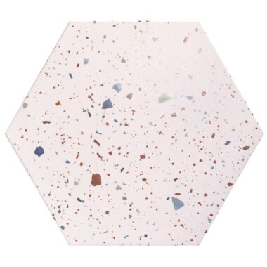 Confeti White Patterned Hexagon Tiles – Large, Matt