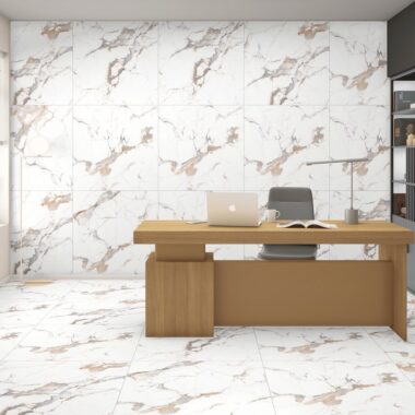 Brilliant Carrara White and Gold Floor Tiles