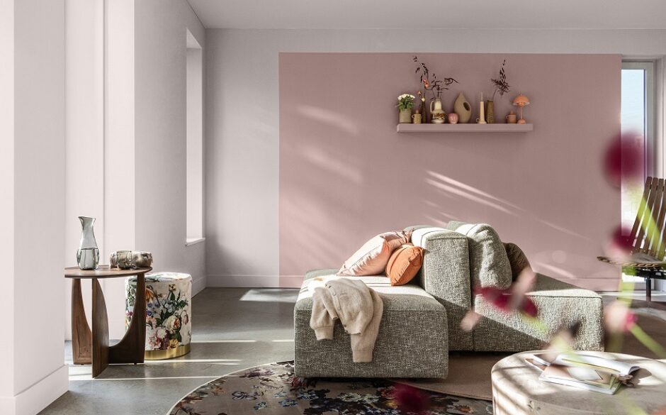 Room painted with Sweet Embrace - the soft pink colour of the year 2024 from Dulux
